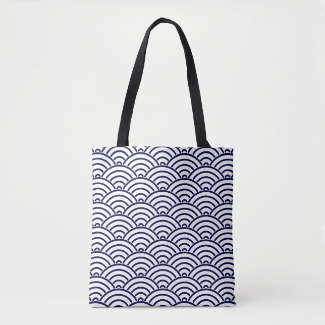Bolsa Tote Escala de peixes de Koinobori do japonês no azul (Frente)