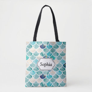 Bolsa Tote Escalas de peixes borbulhantes da sereia do