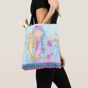 Bolsa Tote Escalas feitas sob encomenda do nome da aguarela