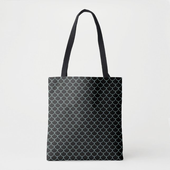 Bolsa Tote Escamas Azuis De Peixe Com Cor Personalizada (Frente)