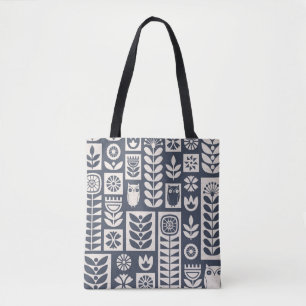 Bolsa Tote Escândalo do folk art, padrão de vinheta sem des