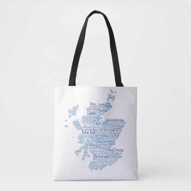 Bolsa Tote Escocesa Mapa de Toques de Palavras de Slang (Frente)