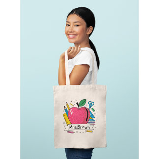 Bolsa Tote Escola Colorida Personalizada de Professores