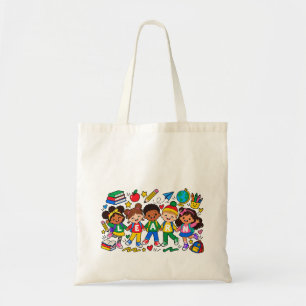 Bolsa Tote Escola de Crianças Aprendendo Juntas Design