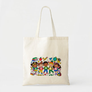 Bolsa Tote Escola de Crianças Aprendendo Juntas Design