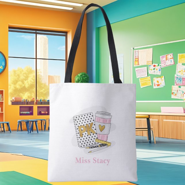 Bolsa Tote Escola de Notebook Branco Pré-K Personalizada (Criador carregado)