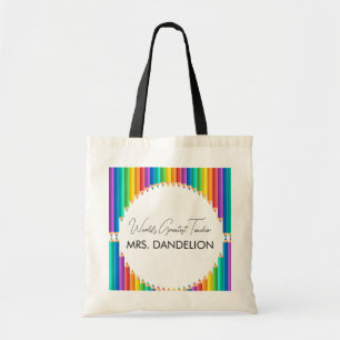 Bolsa Tote Escola Rainbow Crayons, maior professor do mundo
