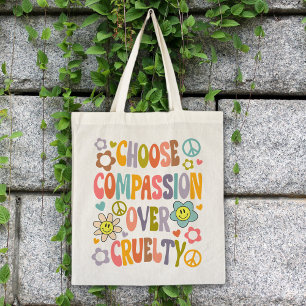 Bolsa Tote Escolher Compaixão Sobre Crueldade, Flores Retro