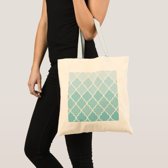 Bolsa Tote Escórias Azuis, Ombre, Quatrefoil, Trellis (Frente (produto))