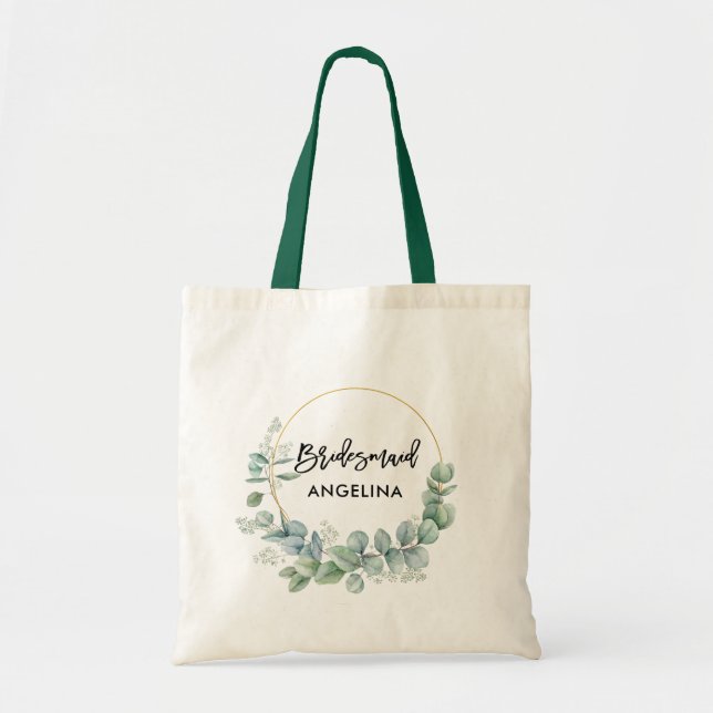 Bolsa Tote Escoteiro Moderno Verde Botânico Bridesmaid (Frente)