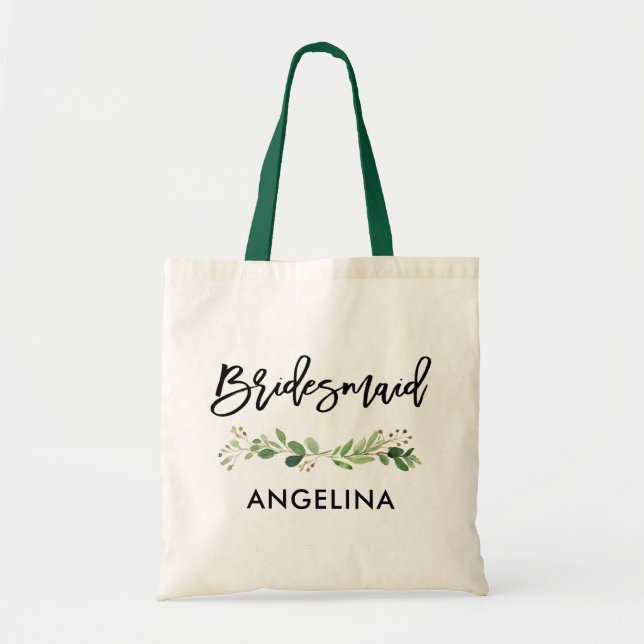 Bolsa Tote Escova-Escova-Ponta Verde Botânico (Frente)