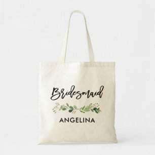Bolsa Tote Escova-Escova Verde Botânica Bridesmaid