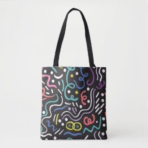 Bolsa Tote Escova puxada pela mão. padrão abstrato, zigzags