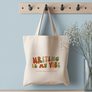 Bolsa Tote Escrita Retro Groovy é Meu Estilo, Escritor, Autor