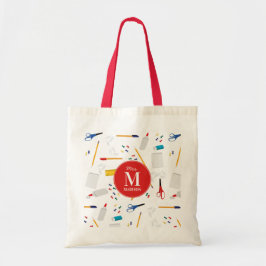 Bolsa Tote Escritório escolar e Artesanatos Monograma de Prof