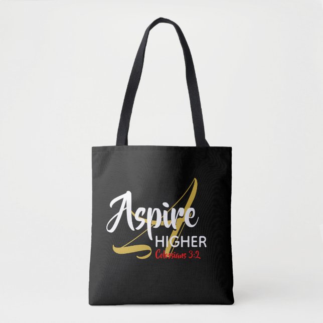 Bolsa Tote Escritura Cristã Inspiracional do MAIS ALTO ASPIRE (Frente)
