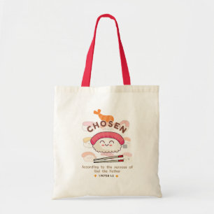 Bolsa Tote Escritura de Sushi "Escolhida" Cristã Bonita Inspi
