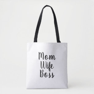 Bolsa Tote Escritura personalizada branca, chefe da esposa, m