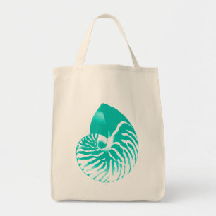 Bolsa Tote Escudo do nautilus - turquesa, aqua e branco