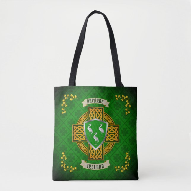 Bolsa Tote Escudo irlandês e Cruz celta personalizados (Frente)
