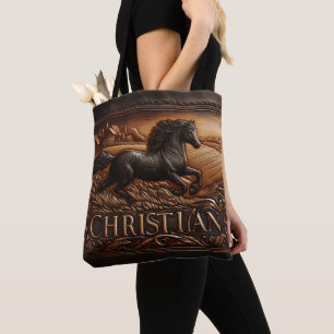 Bolsa Tote Escultura de Couro em Cavalo Corrente