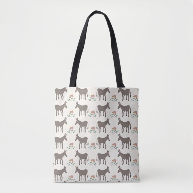 Bolsa Tote Esel-Blumen-Design (Frente)