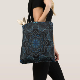 Bolsa Tote Esfregaço de engrenagens de caleidoscópio azuis, d