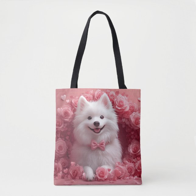 Bolsa Tote Eskimo americano com Rosas - Dia de os namorados (Frente)