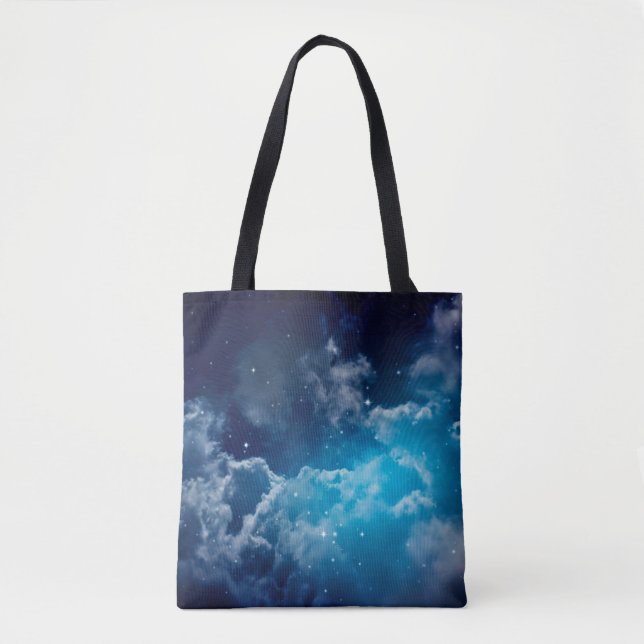 Bolsa Tote Espaço do céu noturno com nuvens e estrelas,noite, (Frente)