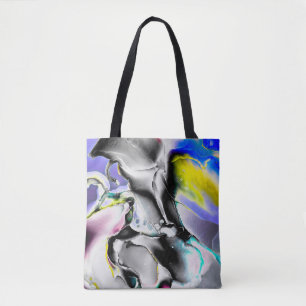 Bolsa Tote Espaço. Fundo Branco brilhante. Tabuleiro de fumaç