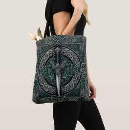 Bolsa Tote Espada Verde Celta e Prata