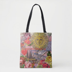 Bolsa Tote Espanha Vintage Sol Viagem Colagem Retro Europa