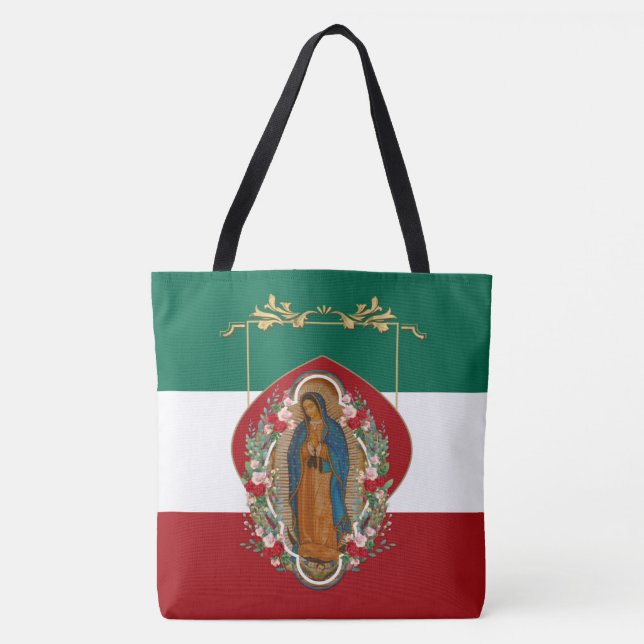 Bolsa Tote Espanhola de Guadalupe, Religiosa Mexicana  (Frente)