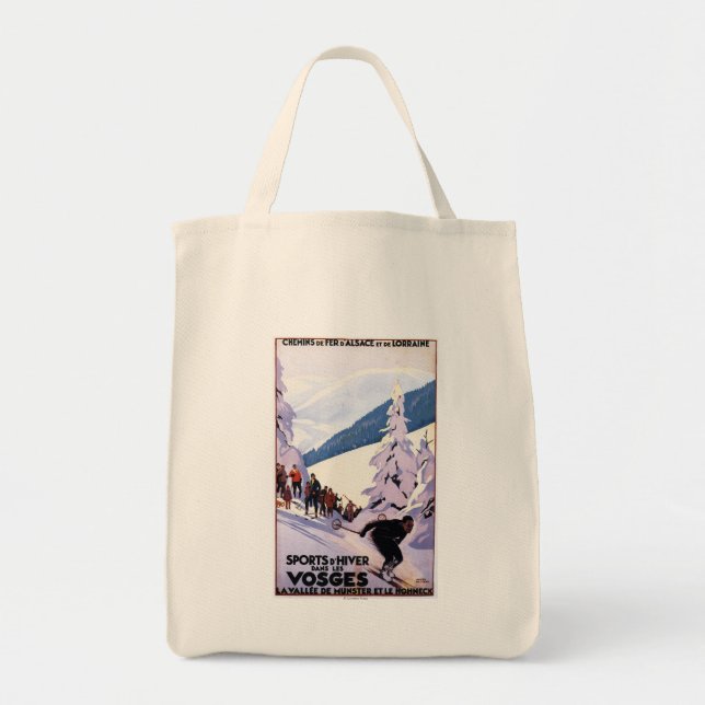 Bolsa Tote Espectadores Observando Poster Skier (Frente)