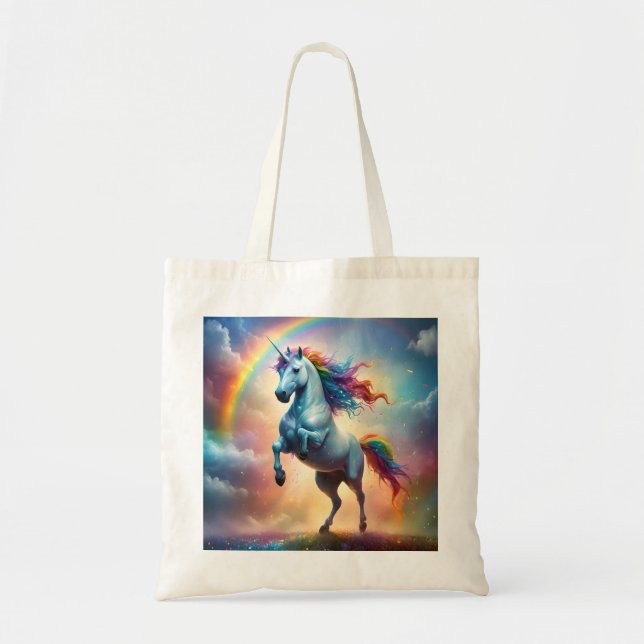 Bolsa Tote Espectro Celestial: O Arco do Unicórnio Arco-íris (Frente)