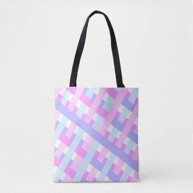 Bolsa Tote Espectro de cor rosa e linha (Frente)