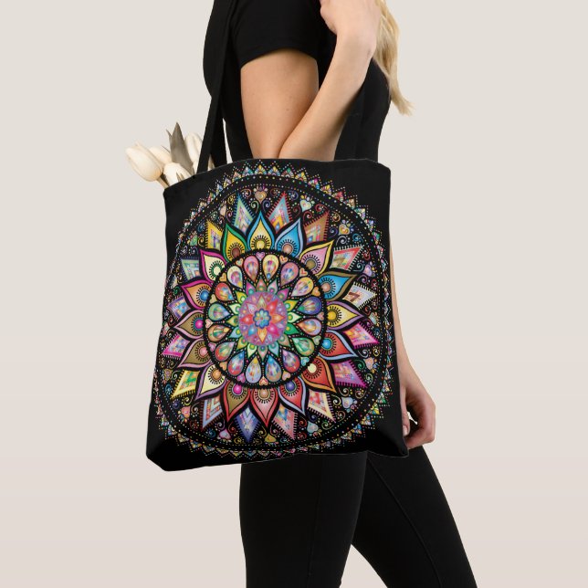 Bolsa Tote Espectro de cores mandala (Close Up)