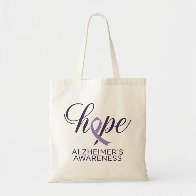 Bolsa Tote "Esperança" Script de Friso Roxo de Consciência do (Frente)