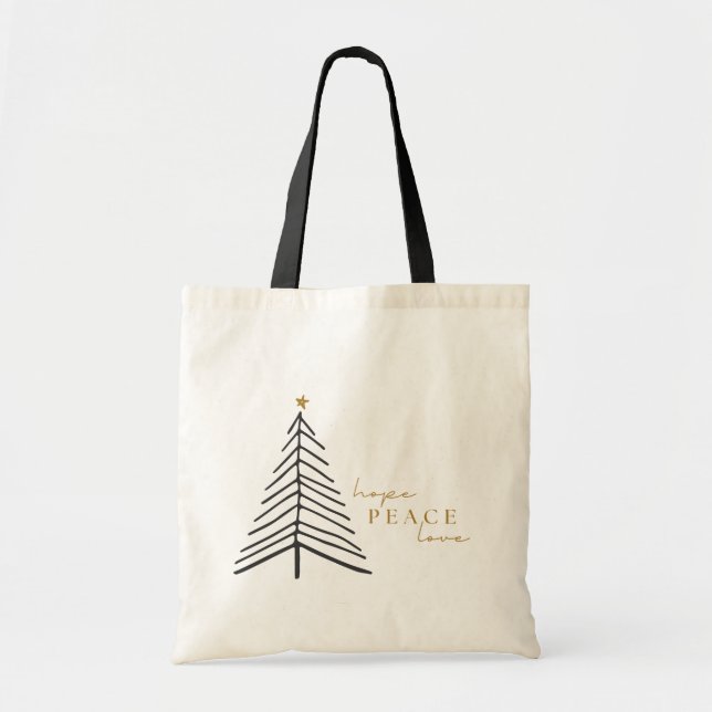 Bolsa Tote Espero que a paz ame. Bolsas e Bolsas Natal (Frente)