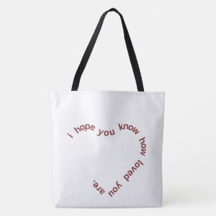 Bolsa Tote "Espero Que Saiba o Quão Amado Você É Coração Bran