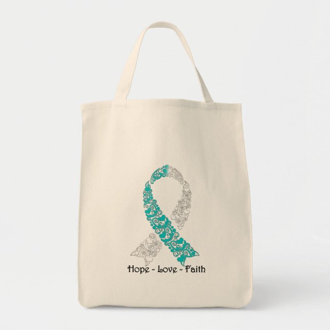 Bolsa Tote Espero que Teal e White Hope amem a fé (Frente)