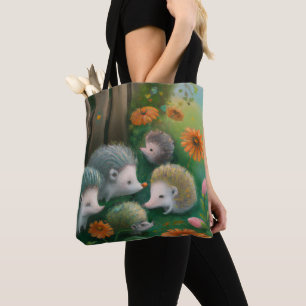 Bolsa Tote Espetáculo da família do porco Whimsical no Jardim