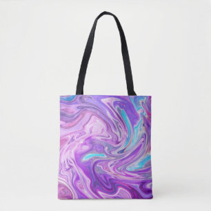 Bolsa Tote espirais cor-de-rosa azul e roxo para o saco