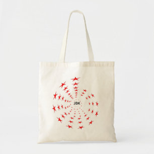 Bolsa Tote - Espirais de Estrelas Vermelhas e Inic