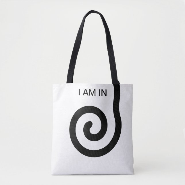 Bolsa Tote Espiral Abstrata Moderna em Preto e Branco (Frente)