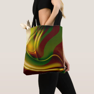 Bolsa Tote Espiral curvado em verde-sépia polido e inflado