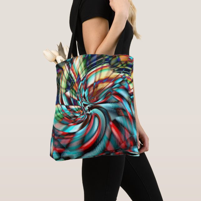Bolsa Tote Espiral de píxeis ampliada com tom de vidro martel (Close Up)