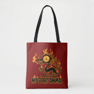 Bolsa Tote Espírito Animal do Dragão Crocante Flamejante