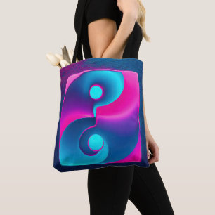 Bolsa Tote Espiritualidade Radiante: Vibrante Yin Yang Rosa e
