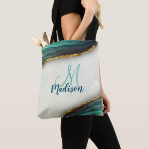 Bolsa Tote Esplanada esmeralda, esmeralda, marble art, brilha